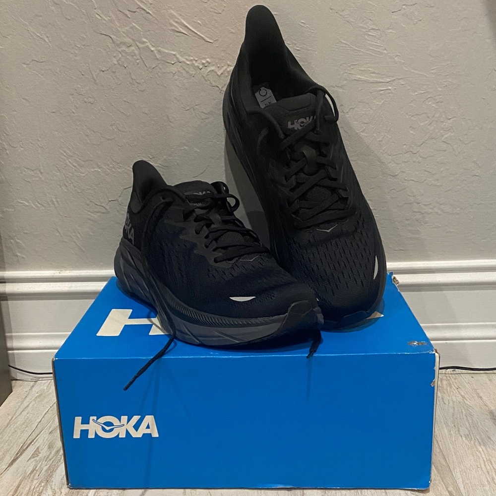 Hoka Black Men's Clifton 8 Running Shoes NIB